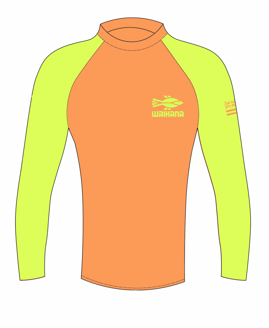 Rashguard orange à manches longues pour enfants 