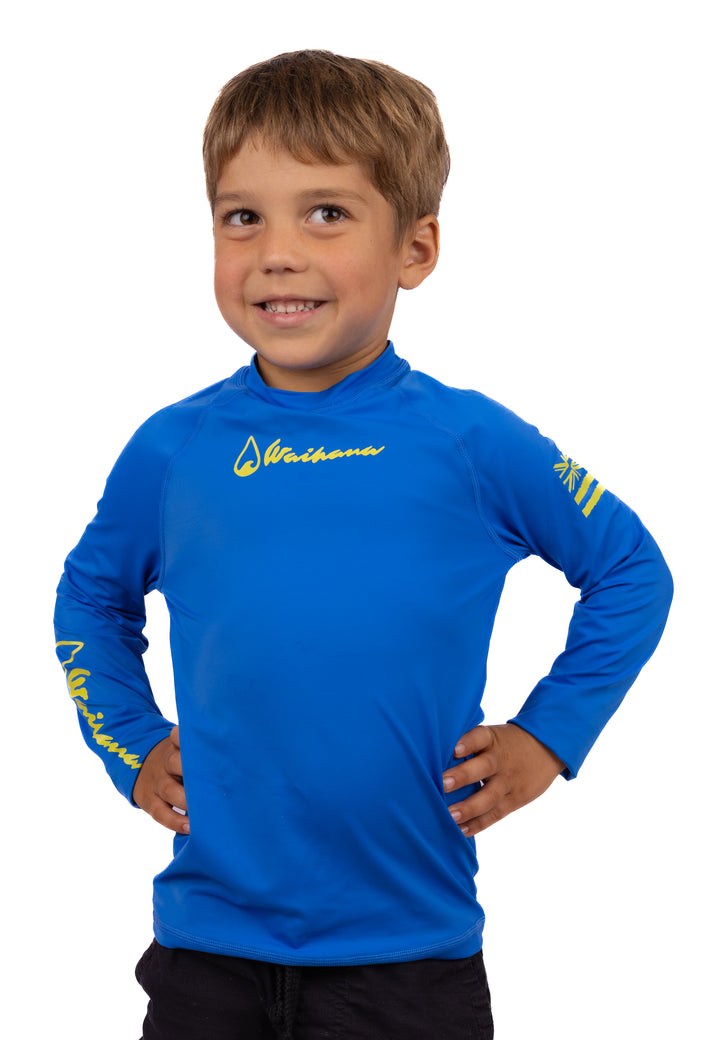 Rashguard bleu à manches longues pour enfant 