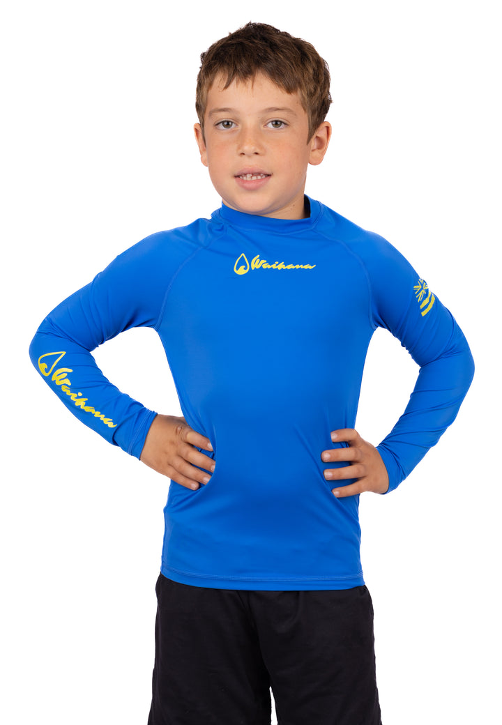 Rashguard bleu à manches longues pour enfant 